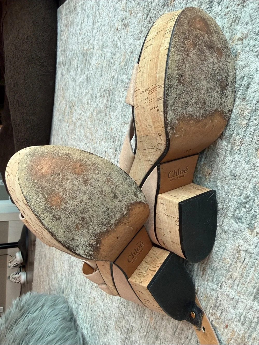 Chloe Maxime Cork wedge sandals, DAMAGED-For Repair